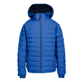 Chaqueta acolchada azul con forro reversible azul claro y capucha vista frontal