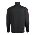 Back view of Black Poly Jacket HRB Unique with red shoulder stripe and a white seam stripe down the sleeves.