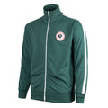 Green Poly Jacket HRB Unique with white zipper and a white sleeve stripe, circular patch on the left chest.