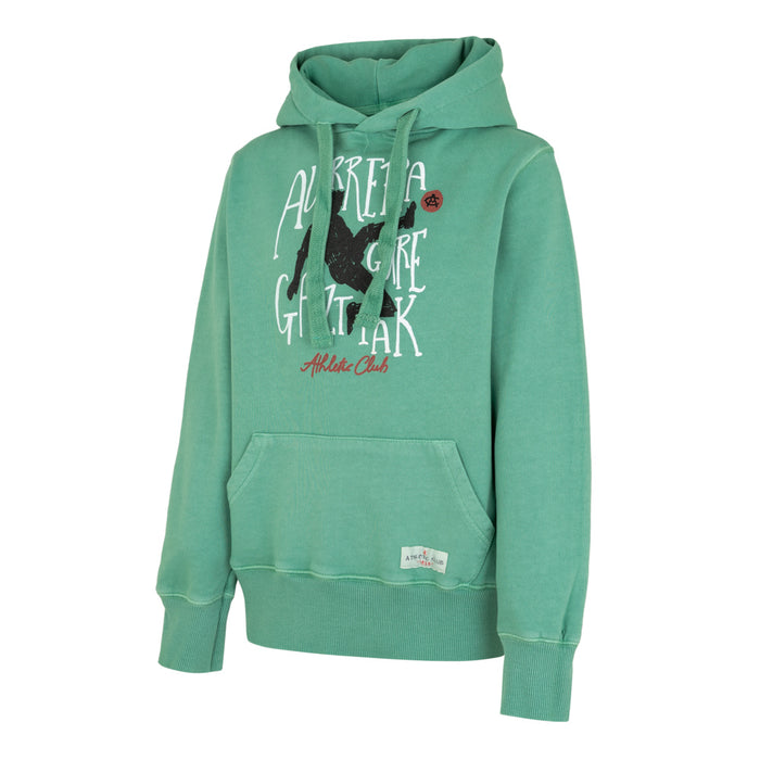 Front view of green Junior AC Collection Hoody with white graphic text and logo