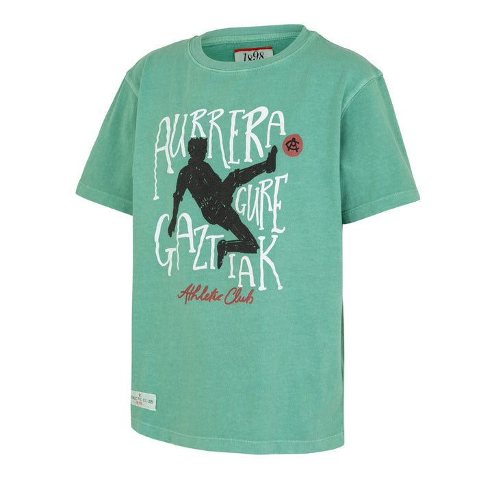 Front view of green Junior AC Collection Tee with bold graphic