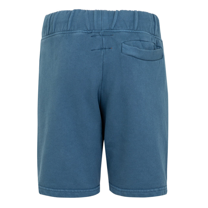 Back view of blue Junior AC Collection Shorts with elastic waistband and rear pocket.