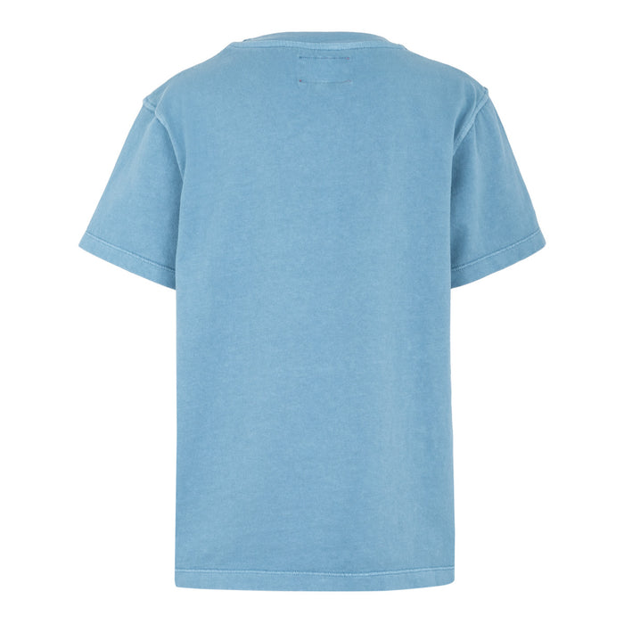 Back view of a light blue Junior AC Collection tee with short sleeves