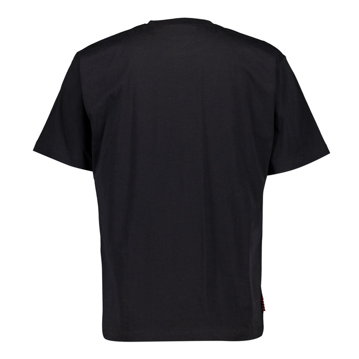 Camiseta negra de manga corta vista por la espalda sin gráficos