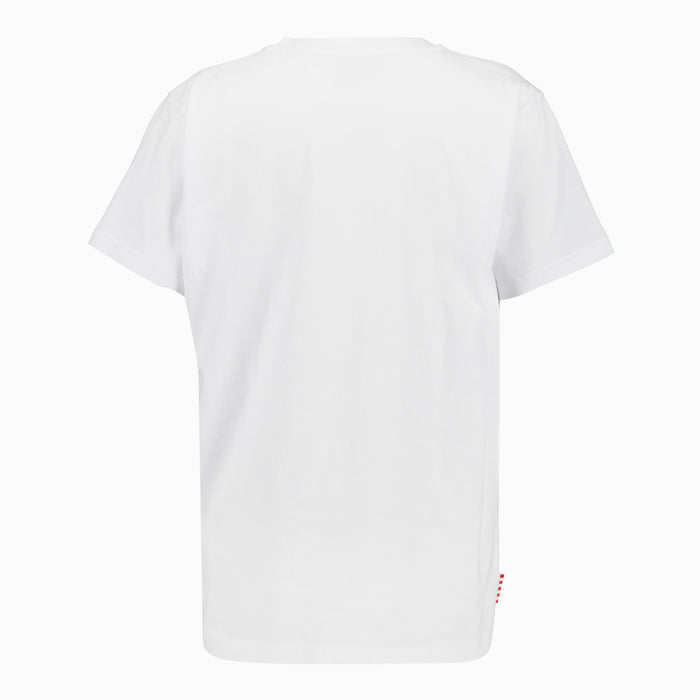 Camiseta blanca de espalda lisa sin estampado visible.