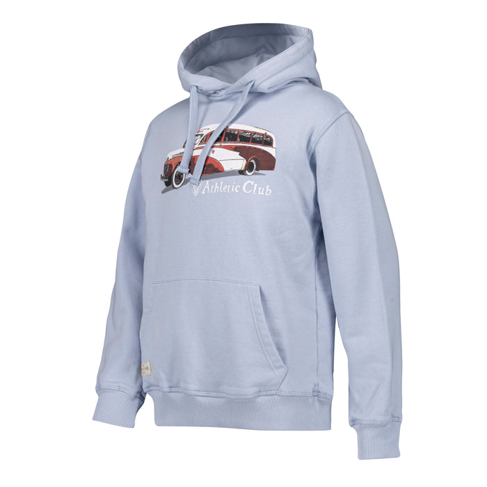 Sudadera con capucha azul claro para junior con autobús retro Athletic Club en el pecho