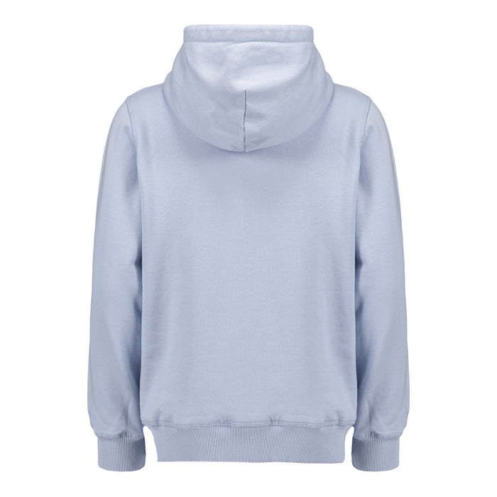 Vista trasera de sudadera con capucha azul claro para junior con bolsillo canguro