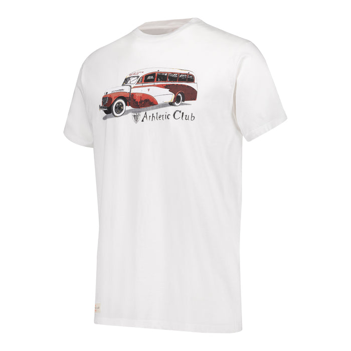 Camiseta blanca con ilustración del autobús original del Athletic Club