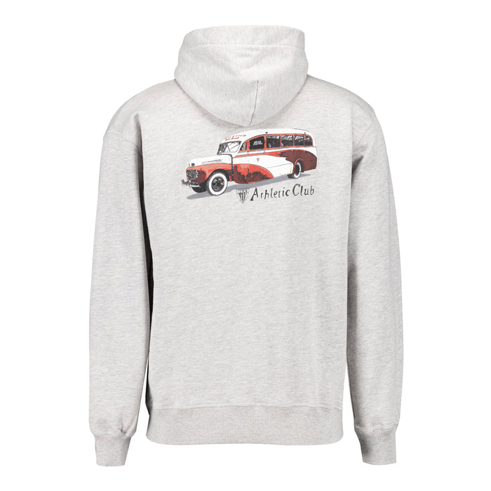 Sudadera con capucha gris claro con autobús retro impreso en la espalda y el logo Athletic Club