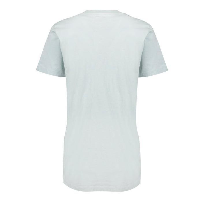 Vista trasera de camiseta para mujer verde agua sin diseño visible