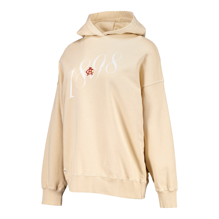 Front view of beige oversized women's hoodie