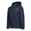 Navy blue junior Shad AZM hooded jacket with an orange crest on the chest and zip pockets