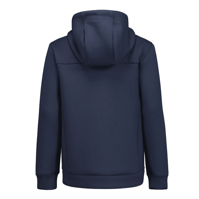 Back view of a navy junior hoodie jacket