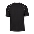 Black short sleeve T shirt with contrasting white stitch seams