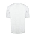 Back view of a light gray T shirt with no front print.