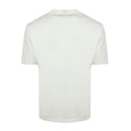 White short sleeve T shirt with a small shield crest on the left chest