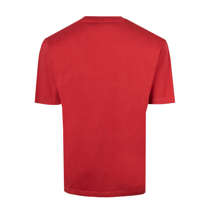 Red crew neck short sleeve tee shown from the back with a plain design