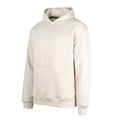 Light khaki hoodie with embossed circular crest on the chest