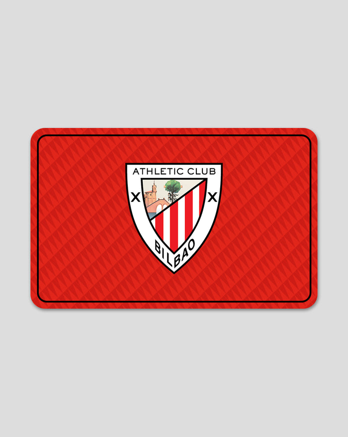 Red gift card with rounded corners and black border
