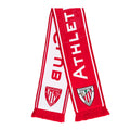 Red and white Athletic Club scarf with large ATHLETIC text and crests at both ends.