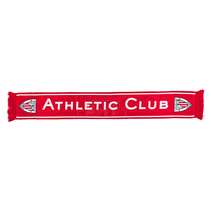 Long red Athletic Club scarf with bold ATHLETIC CLUB lettering and crests at both ends.