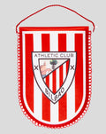 Round red and white banner with Athletic Club Bilbao crest and looped red edging