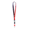 Gradient blue to pink lanyard with shield logos and ATHLETIC CLUB text and a metal end clip