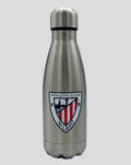 Silver stainless steel bottle with Athletic Club Bilbao shield crest, 550 ml.