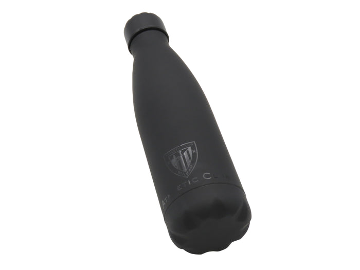 Close up of matte black 600 ml steel bottle neck