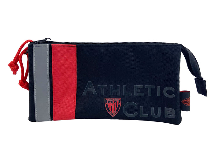 Navy pencil case with red stripe gray panel and ATHLETIC CLUB crest logo.