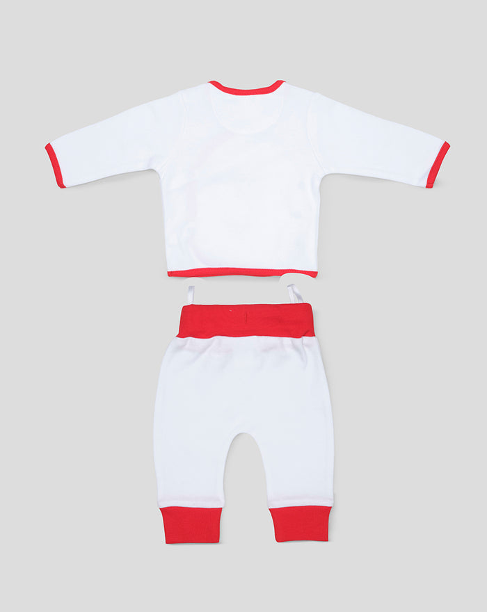2 pieces Babysuit White/Red Crest