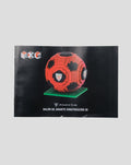 Product packaging showing the brick football puzzle on a black sleeve with a photo of the sphere