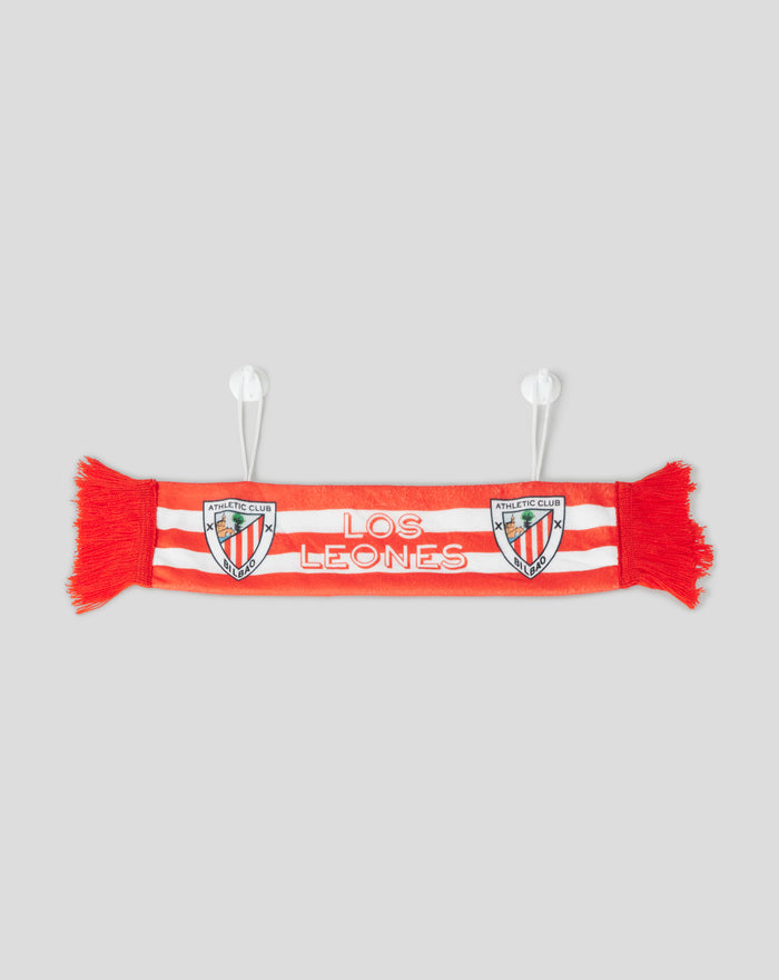 Polyester car scarf with Athletic Club Bilbao crest and red white stripes with fringe