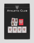 Black Athletic Club Bilbao playing cards box with crest and a fan of cards displayed.