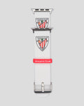 Apple Watch strap option 2 white band with Athletic Club crest and metal lugs