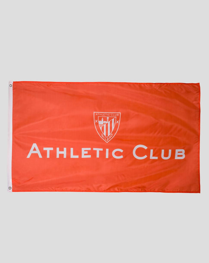 Bandera de 5x3 con escudo del Athletic Club sobre fondo naranja