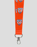 Cordón para llaves naranja con logotipo del Athletic Club y mosquetón metálico
