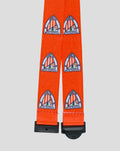 Two orange lanyards with repeated Athletic Club Bilbao crests and black buckles
