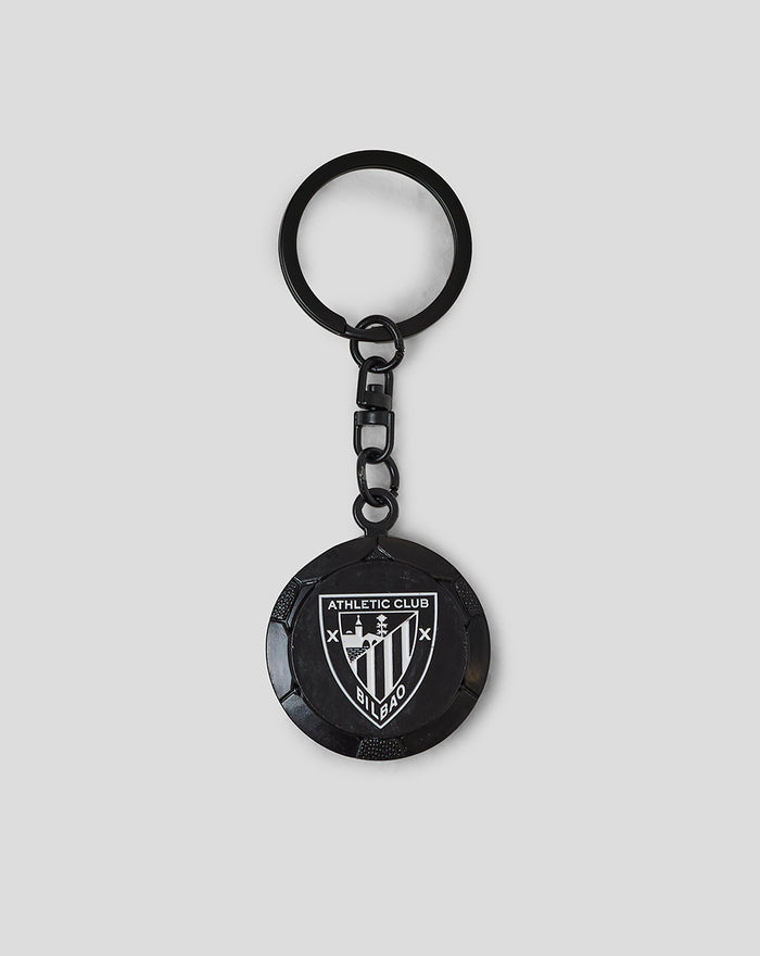 Llavero circular negro con anillo y eslabones y el escudo del Athletic Club Bilbao