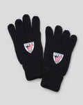 Pair of black knit gloves with Athletic Club Bilbao crest patches