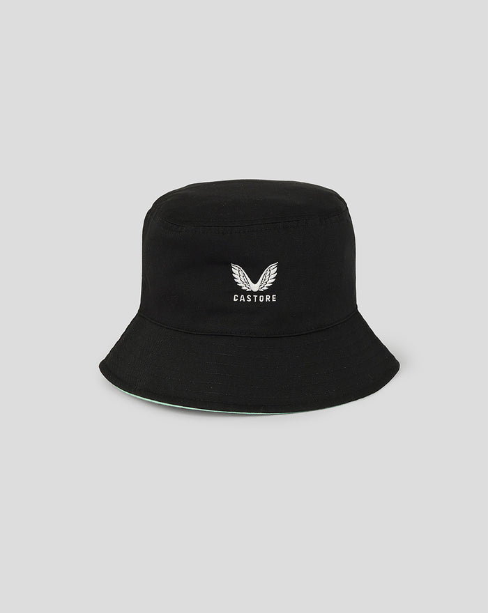 Athletic Club reversible hat in black with white wing logo and Castore text