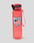 Coral pink 1000 ml drink bottle with Athletic Club Bilbao crest and a red carrying strap