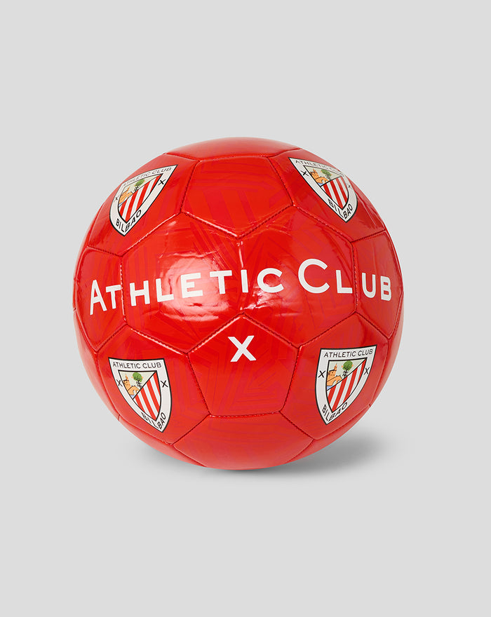 Red football with bold ATHLETIC CLUB text and crest patches around.
