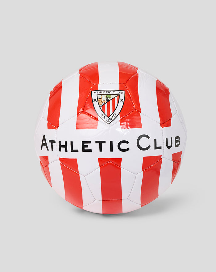 Red and white striped football with Athletic Club Bilbao crest.
