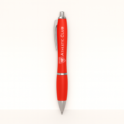 Red pen with 'Athletic Club' branding on a white background