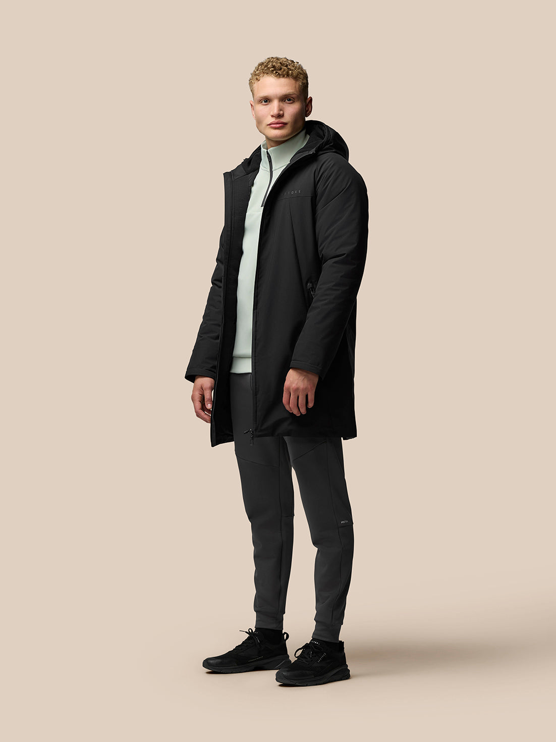 Chaqueta larga acolchada - Negra