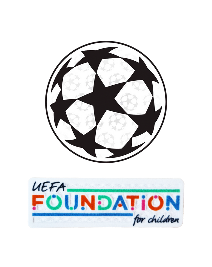 UEFA Champions League Junior starball badge with UEFA Foundation for Children patch below