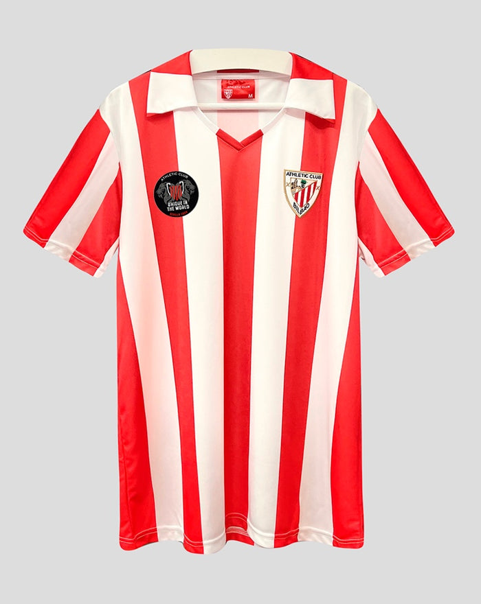 Youth retro Copa Sevilla 2024 jersey with red and white stripes and team badges