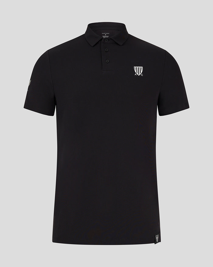 Black Club Essential SS Polo shirt with small white crest on chest