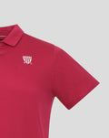 White logo on the left chest of a red Pinnacle Engineered Knit Polo.